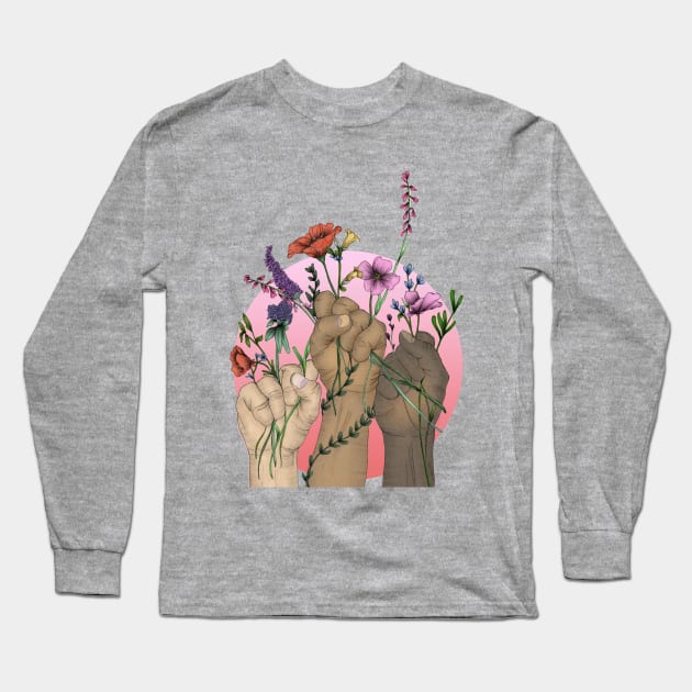 Women Bloom When They Stand Together Long Sleeve T-Shirt by ECMazur